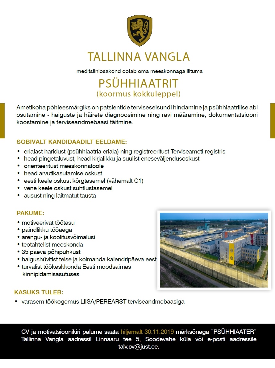 Tallinna Vangla Psühhiaater (koormus kokkuleppel)