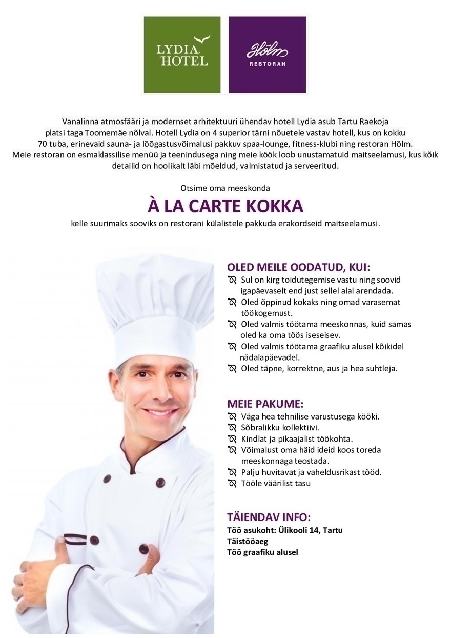 Lydia Hotell OÜ Kokk