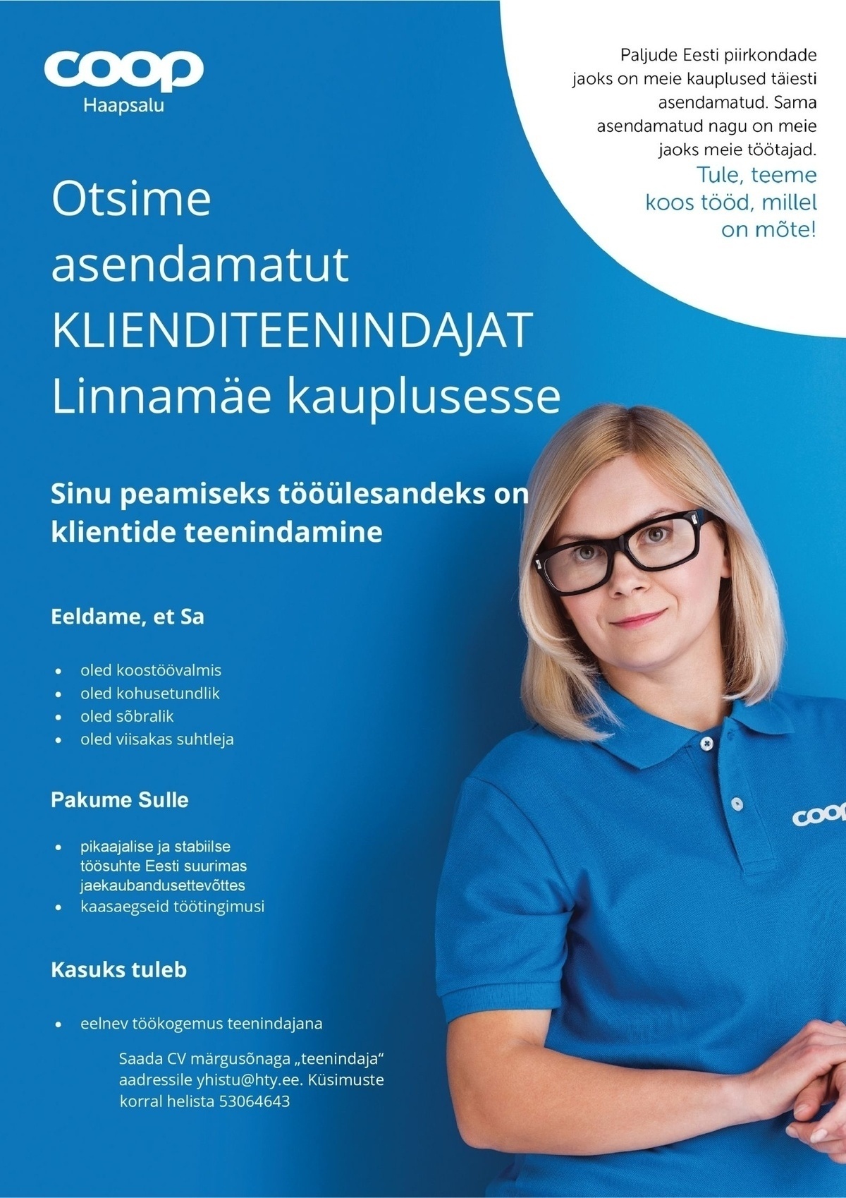 Coop Eesti Keskühistu Klienditeenindaja Läänemaa Linnamäe kaupluses