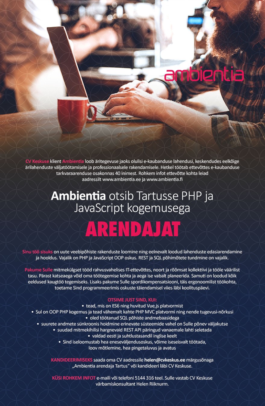 Ambientia Estonia OÜ Tartu PHP arendaja