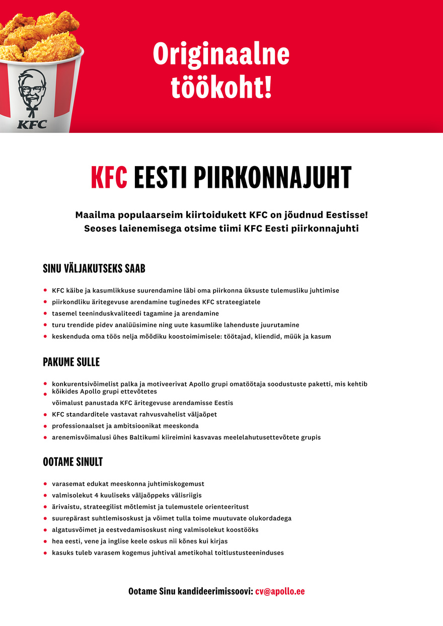 APL Fresh Food OÜ KFC Eesti piirkonnajuht