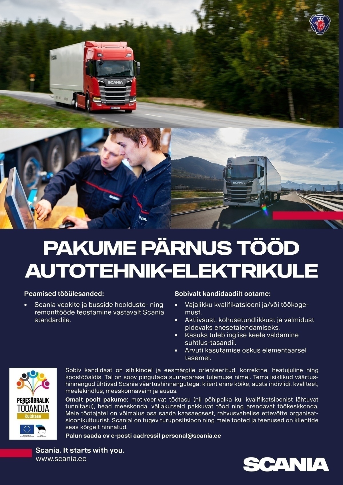 Scania Eesti AS Autotehnik-elektrik