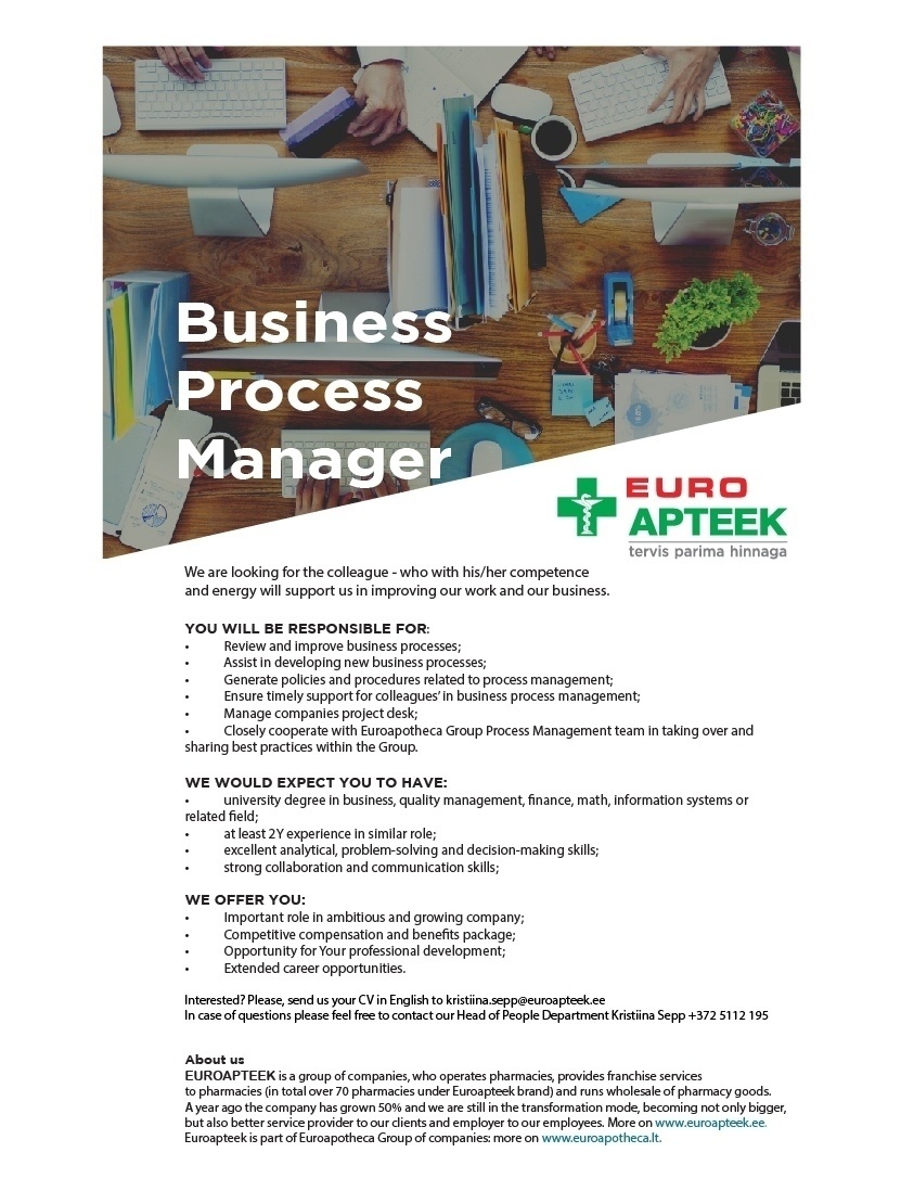 Euroapteek OÜ Business Process Manager
