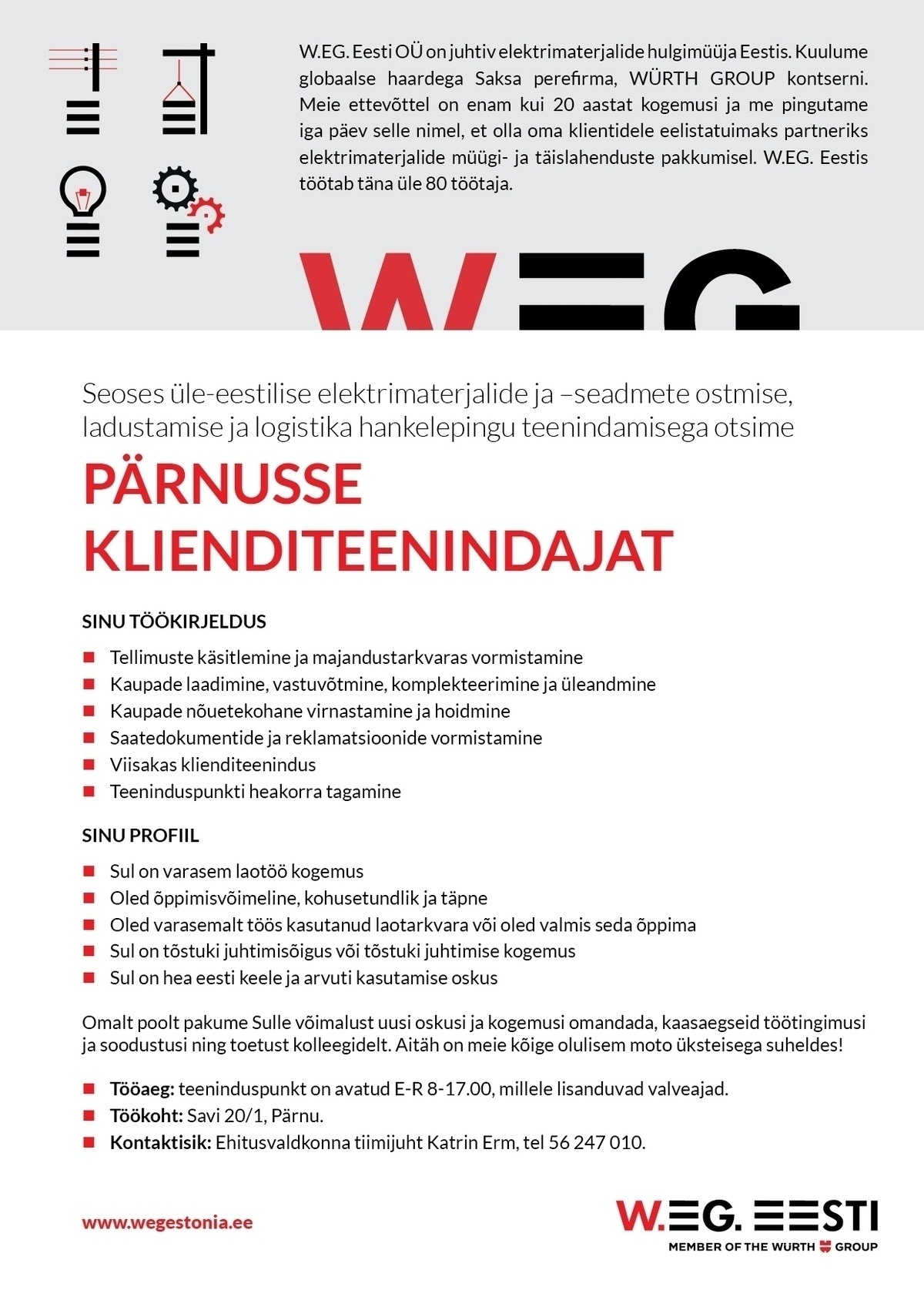 W.EG. Eesti OÜ Klienditeenindaja