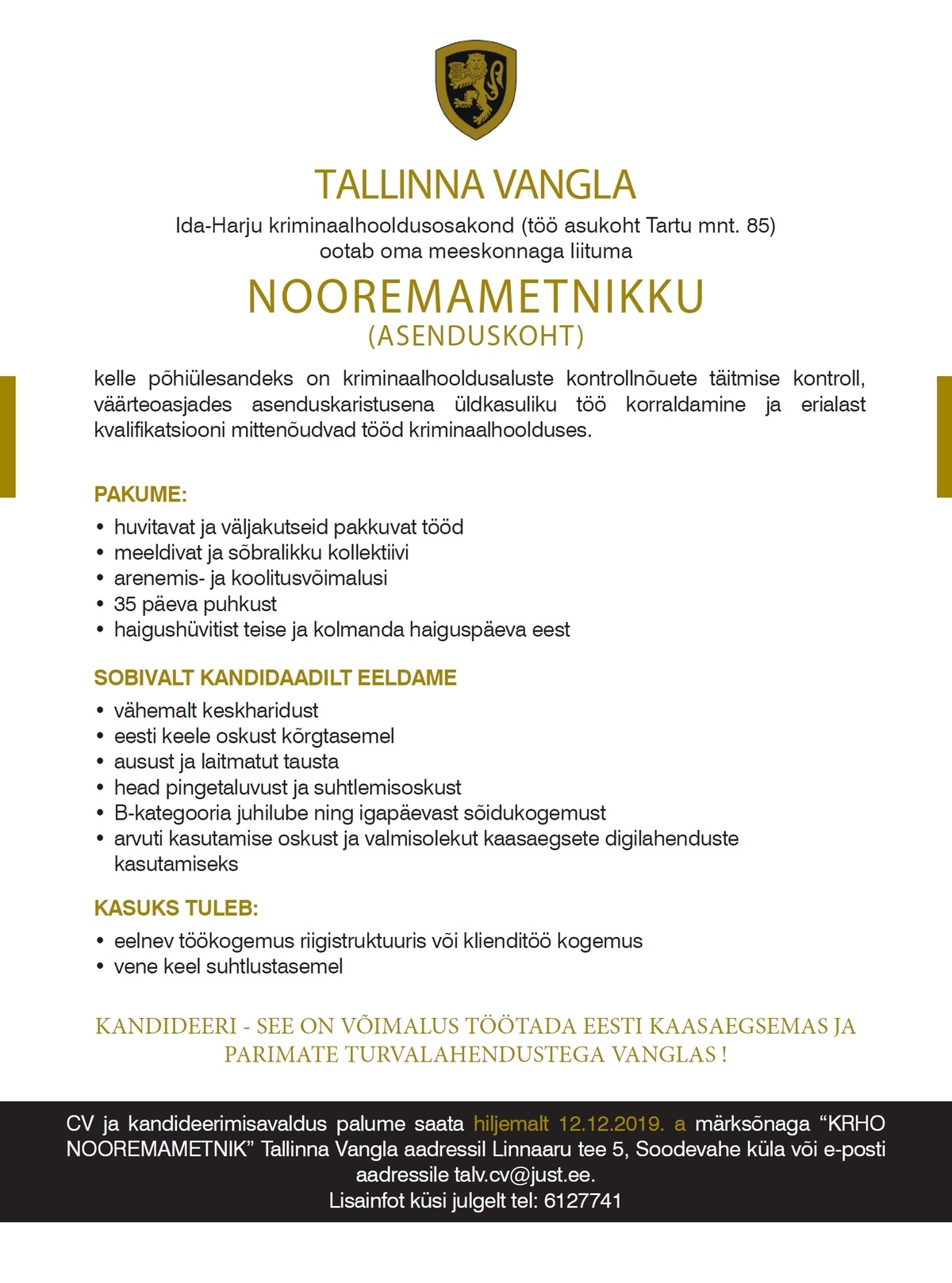 Tallinna Vangla Ida-Harju Kriminaalhooldusosakonna nooremametnik (asenduskoht)