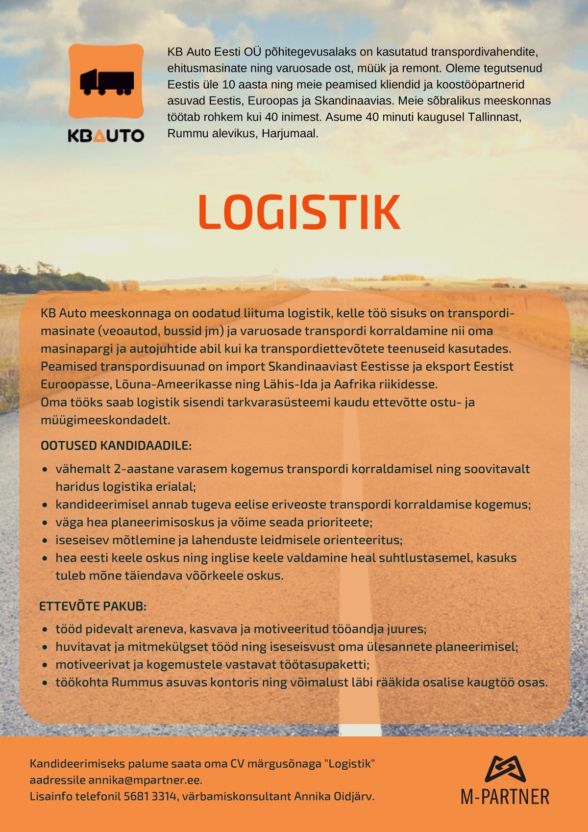 M-Partner HR OÜ Logistik
