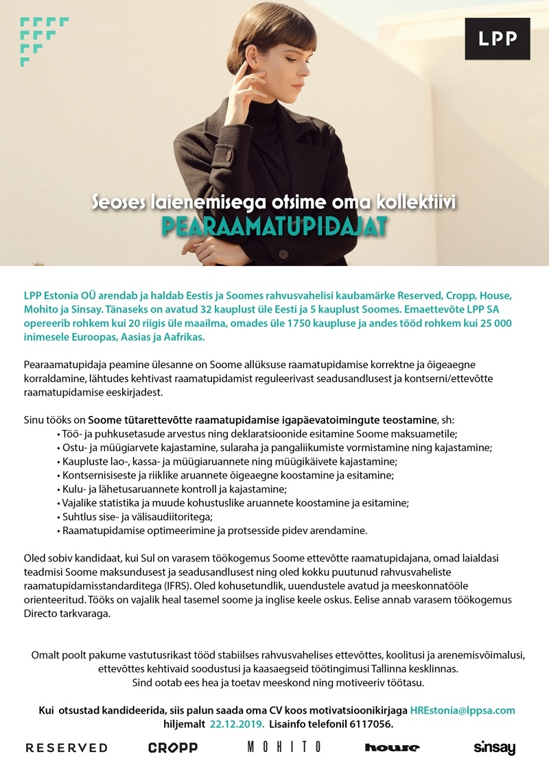 LPP Estonia OÜ Pearaamatupidaja /Soome/