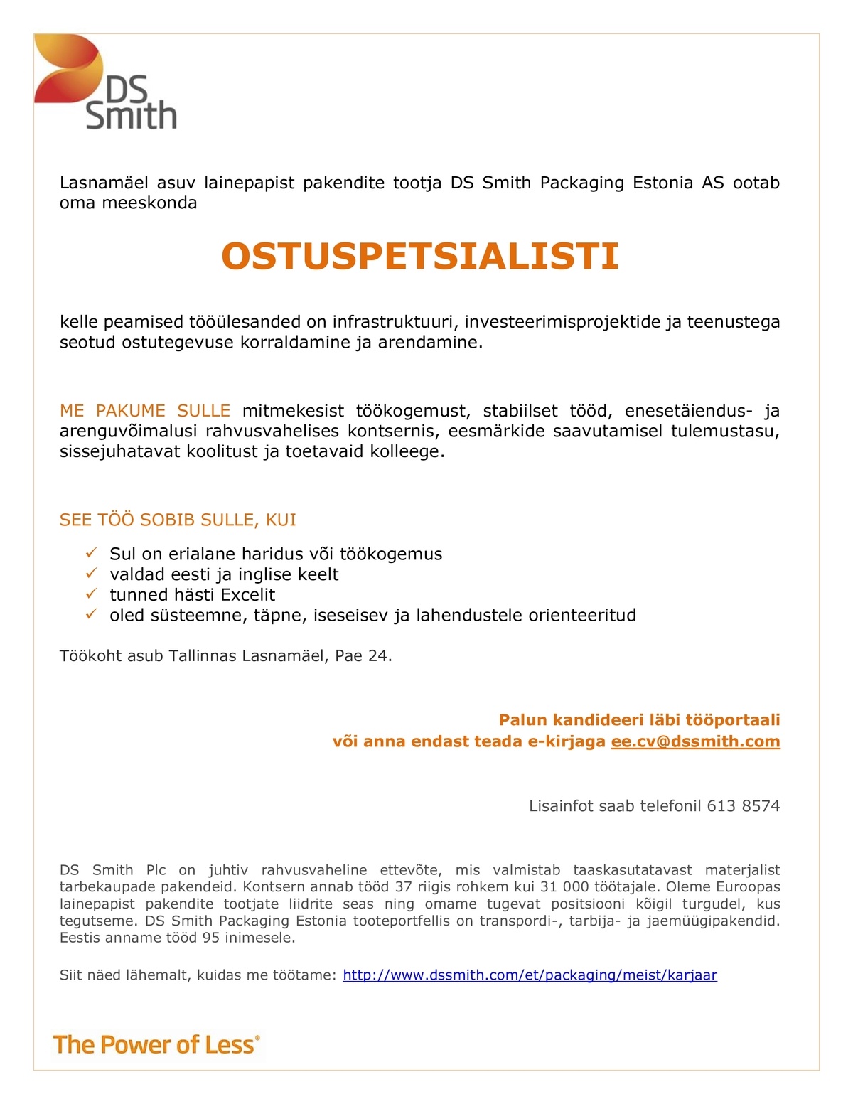 DS Smith Packaging Estonia AS Ostuspetsialist