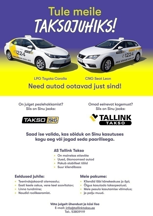 Tallink Takso AS Taksojuht