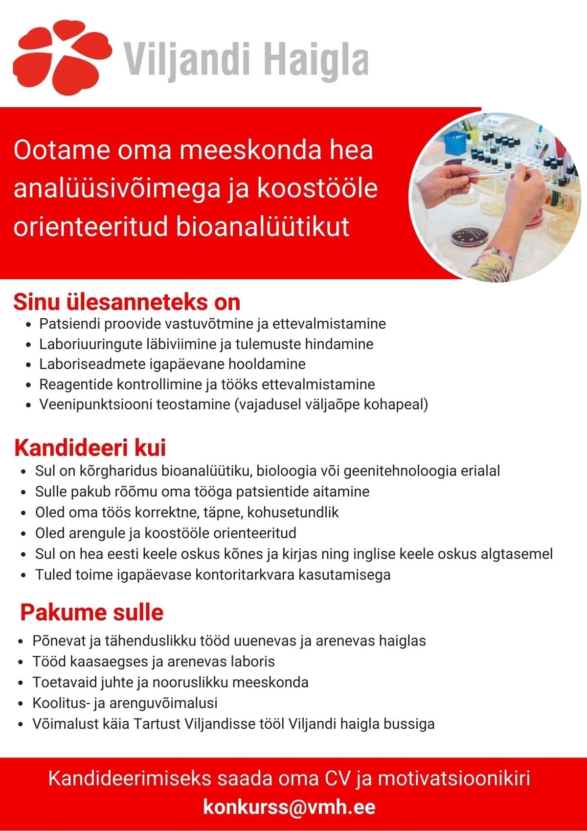 Viljandi Haigla SA Bioanalüütik