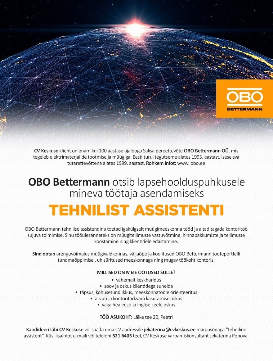 OBO Bettermann OÜ Tehniline assistent