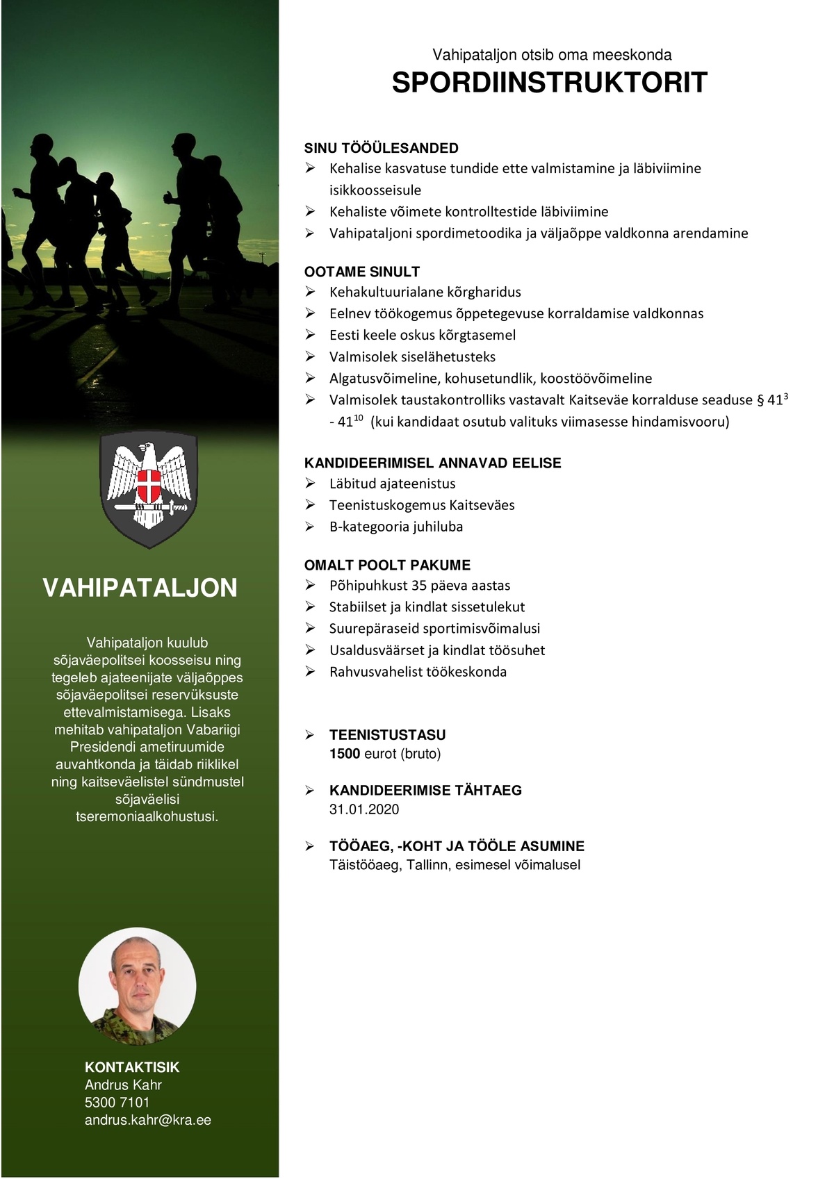 Vahipataljon  SPORDIINSTRUKTOR