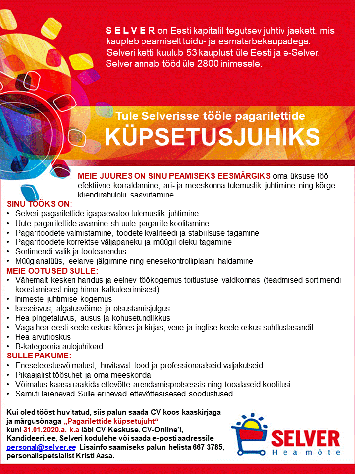 Selver Pagarilettide küpsetusjuht