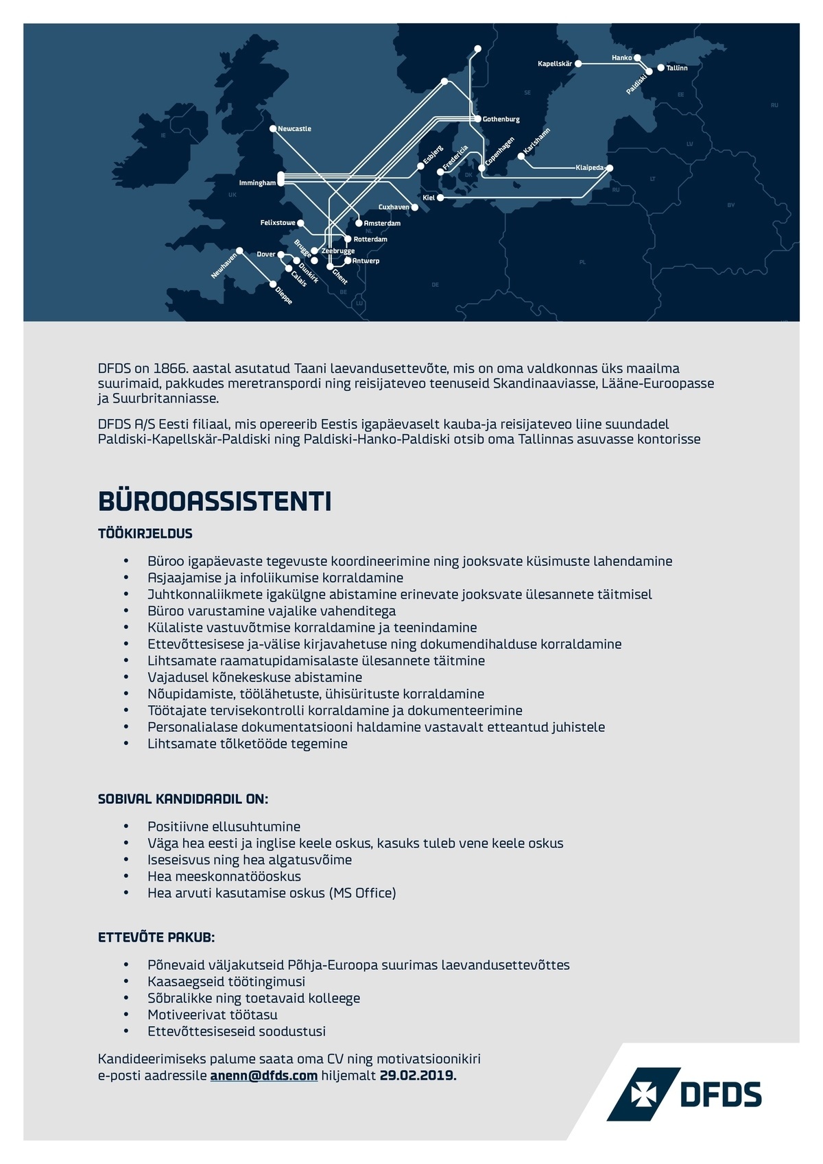 DFDS A/S Eesti Filiaal Bürooassistent