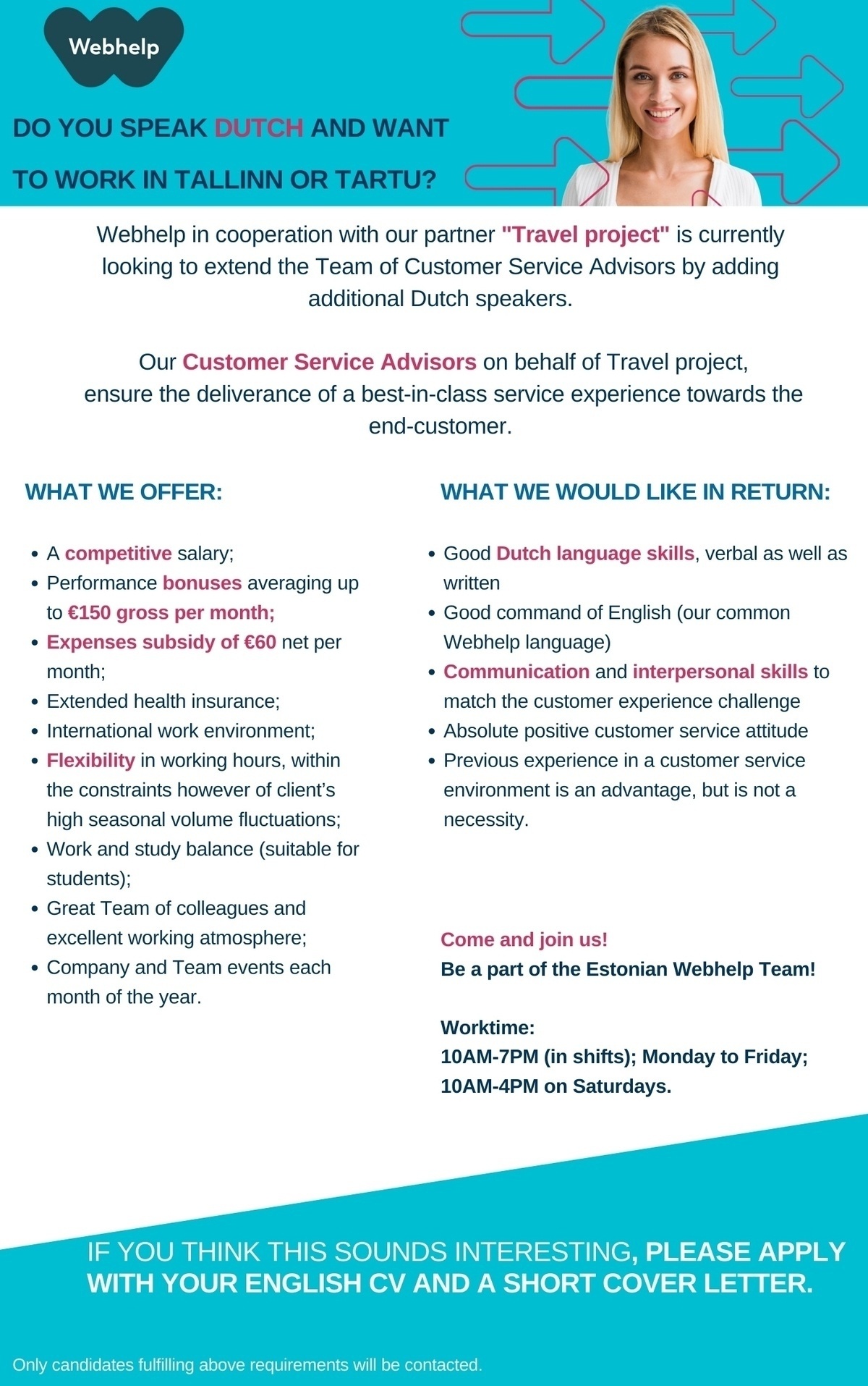 Webhelp OÜ Customer Service Advisor - Dutch Language skills