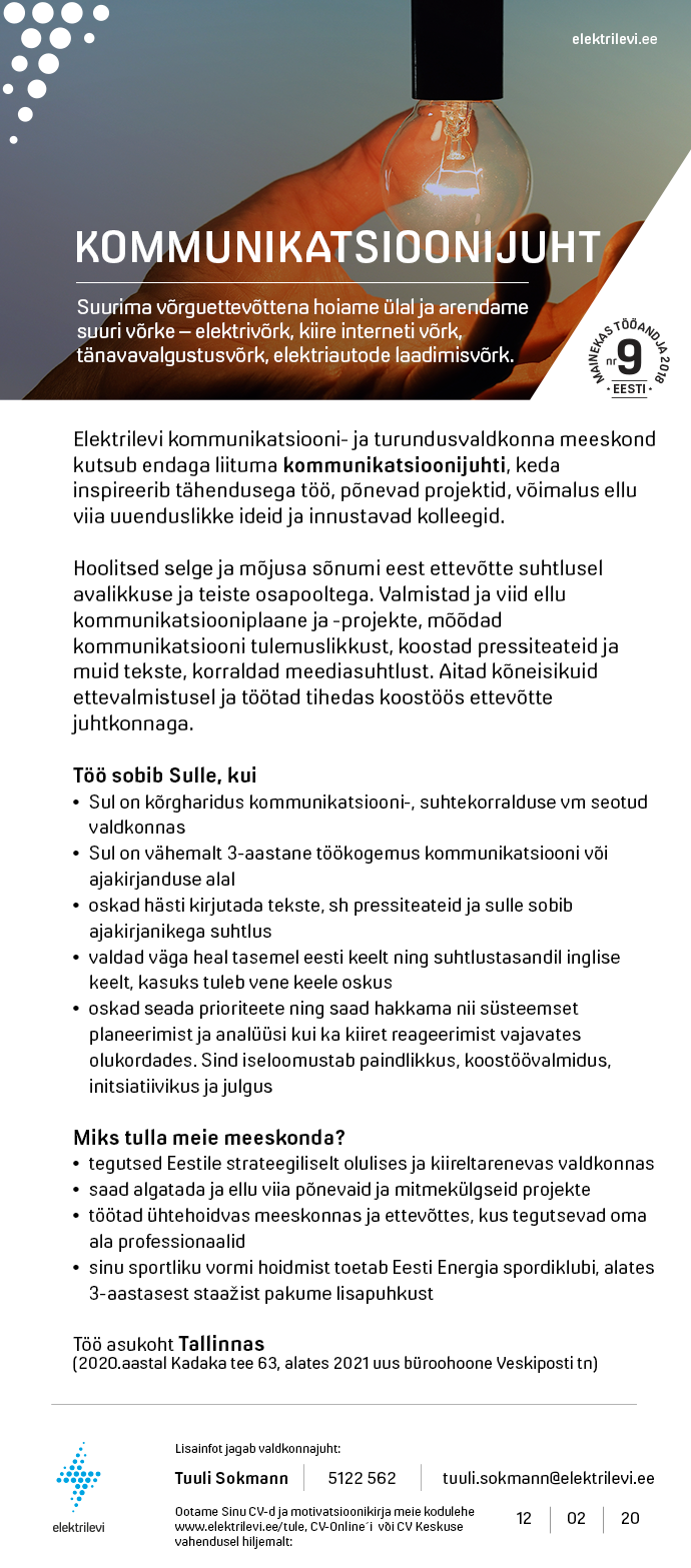 Eesti Energia AS KOMMUNIKATSIOONIJUHT