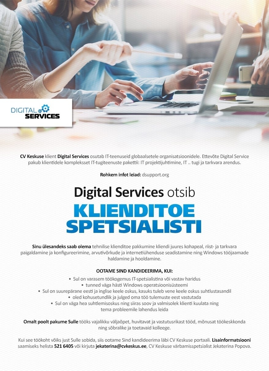 DIGITAL SERVICES OÜ Klienditoe spetsialist