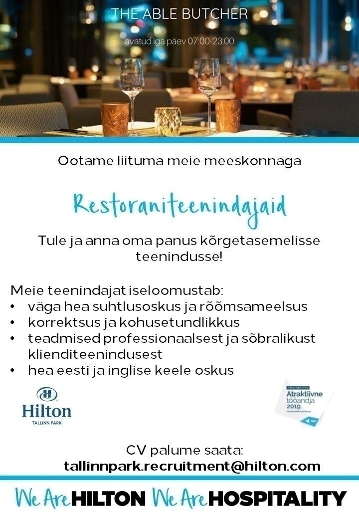Hilton Tallinn Park Restoraniteenindaja
