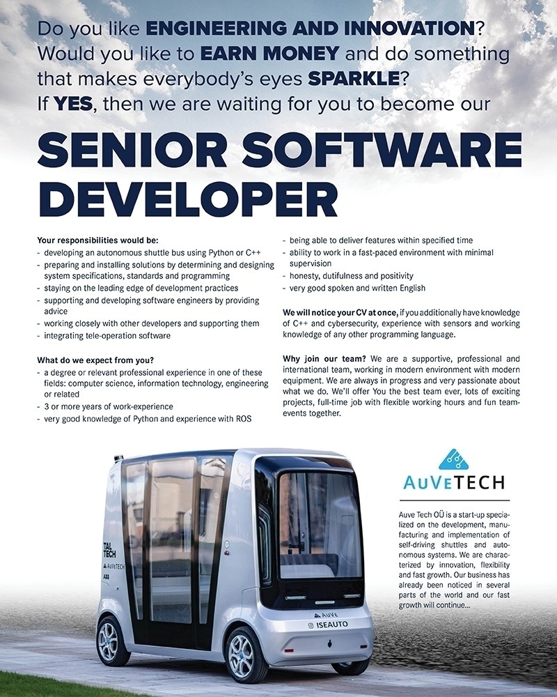 Auve Tech OÜ Senior Software Developer