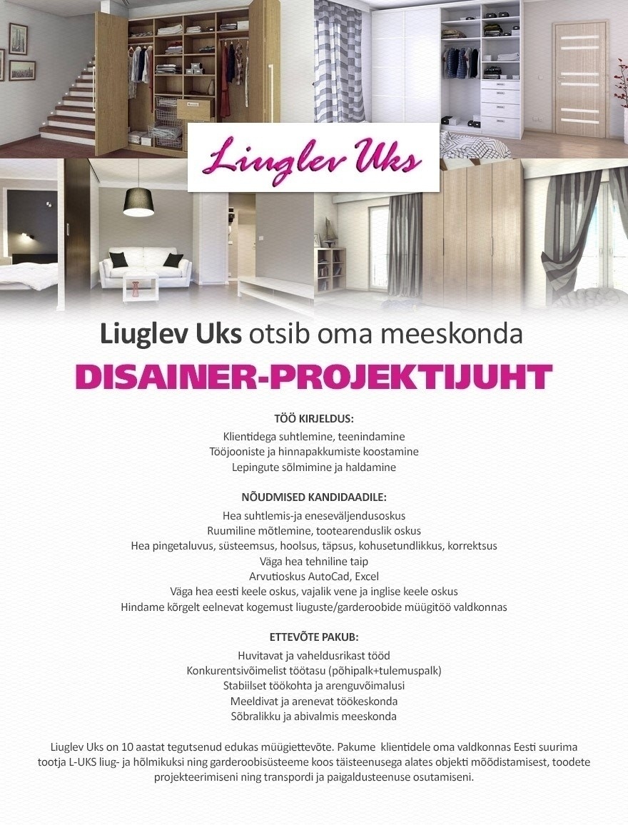 LIUGLEV UKS OÜ Disainer-projektijuht