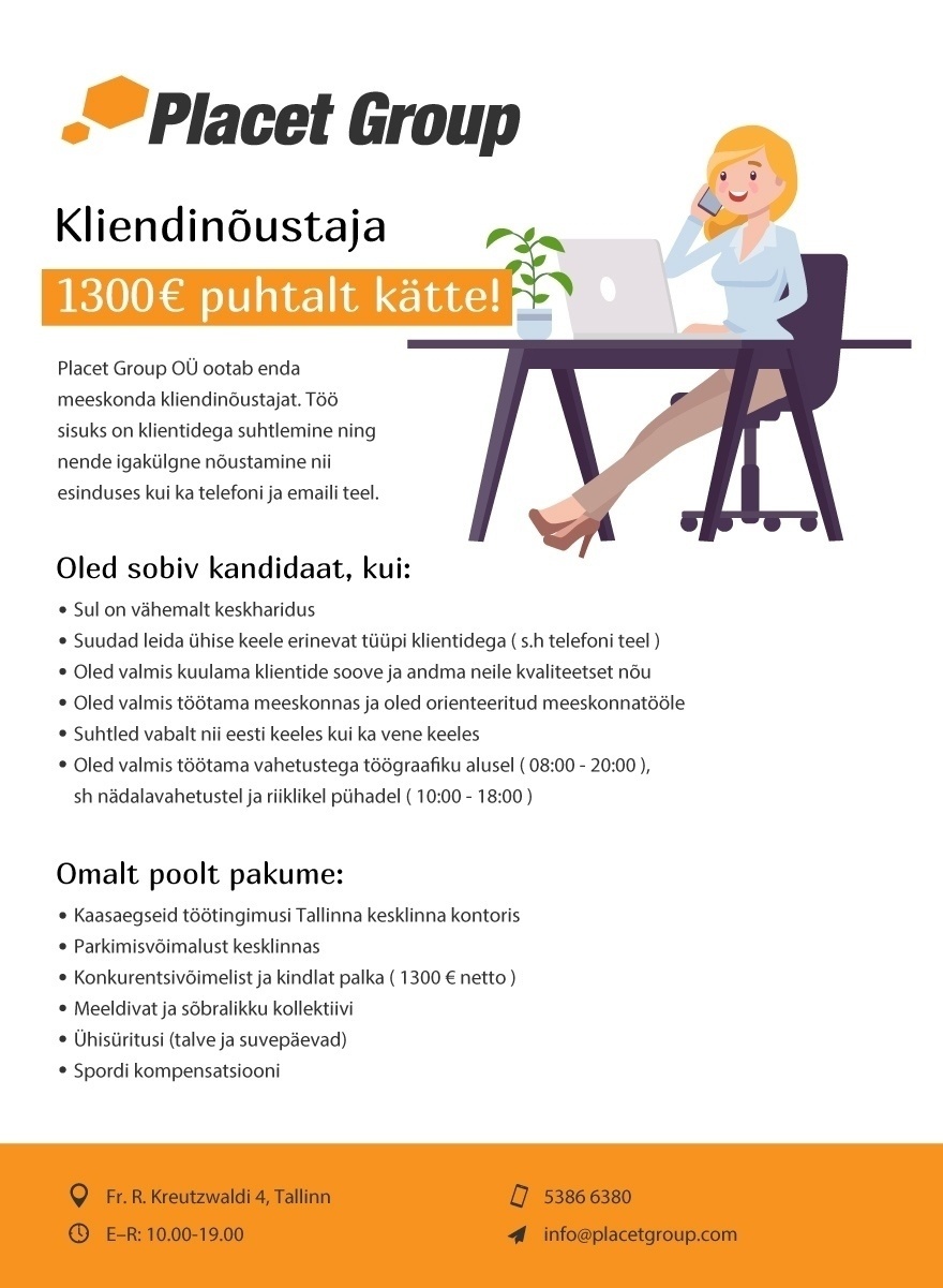 PLACET GROUP OÜ Kliendinõustaja 