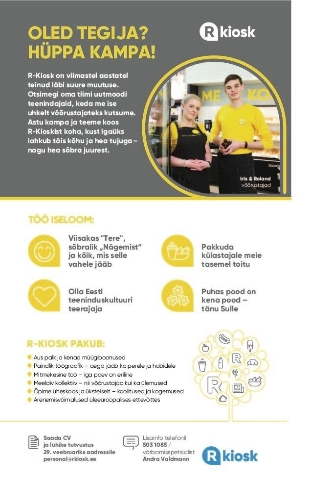 AS R-Kiosk Estonia Klienditeenindajaid Tartu Küüni R-Kioskisse