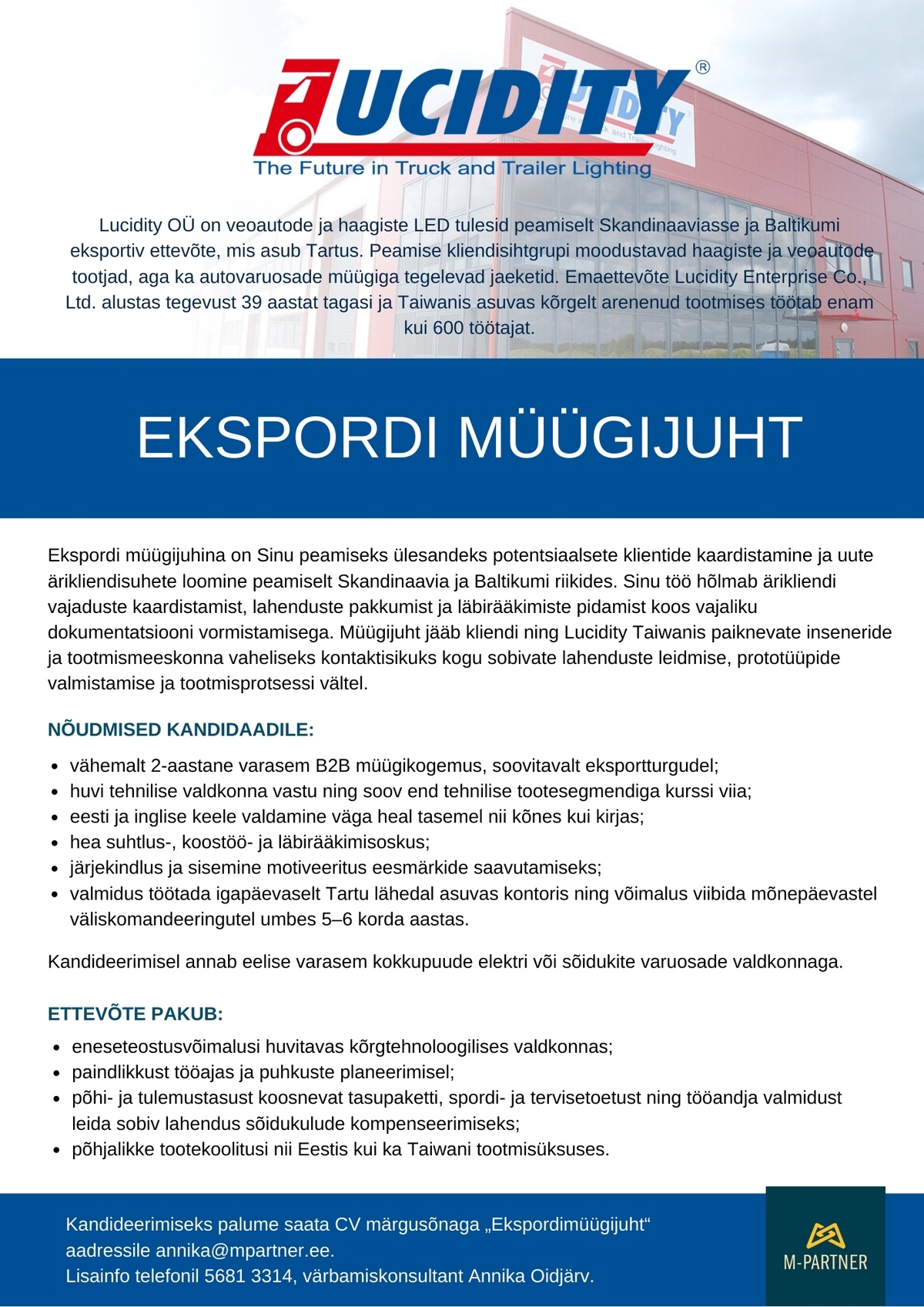 M-Partner HR OÜ Ekspordi müügijuht