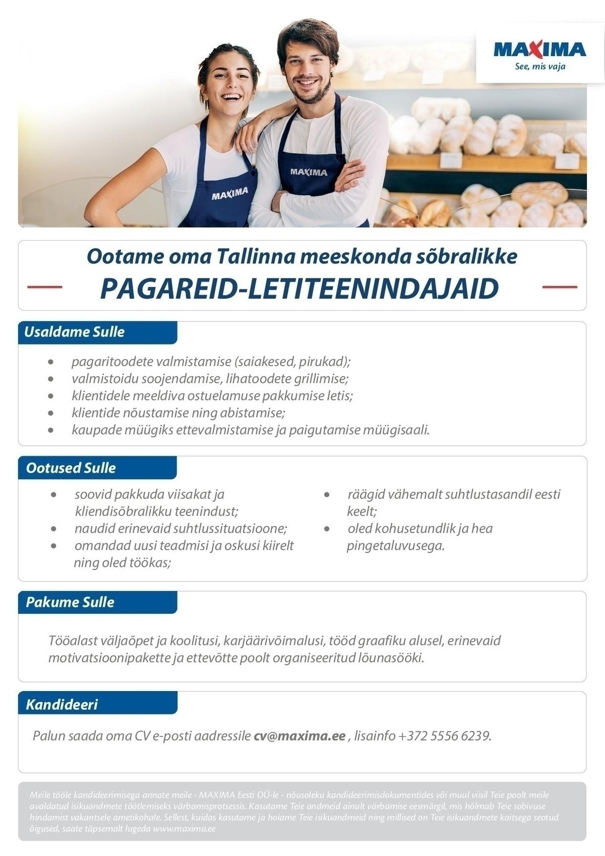 Maxima Eesti OÜ Pagar-letiteenindaja Kopli Maximas, Madala 5a/Tulemaa 20