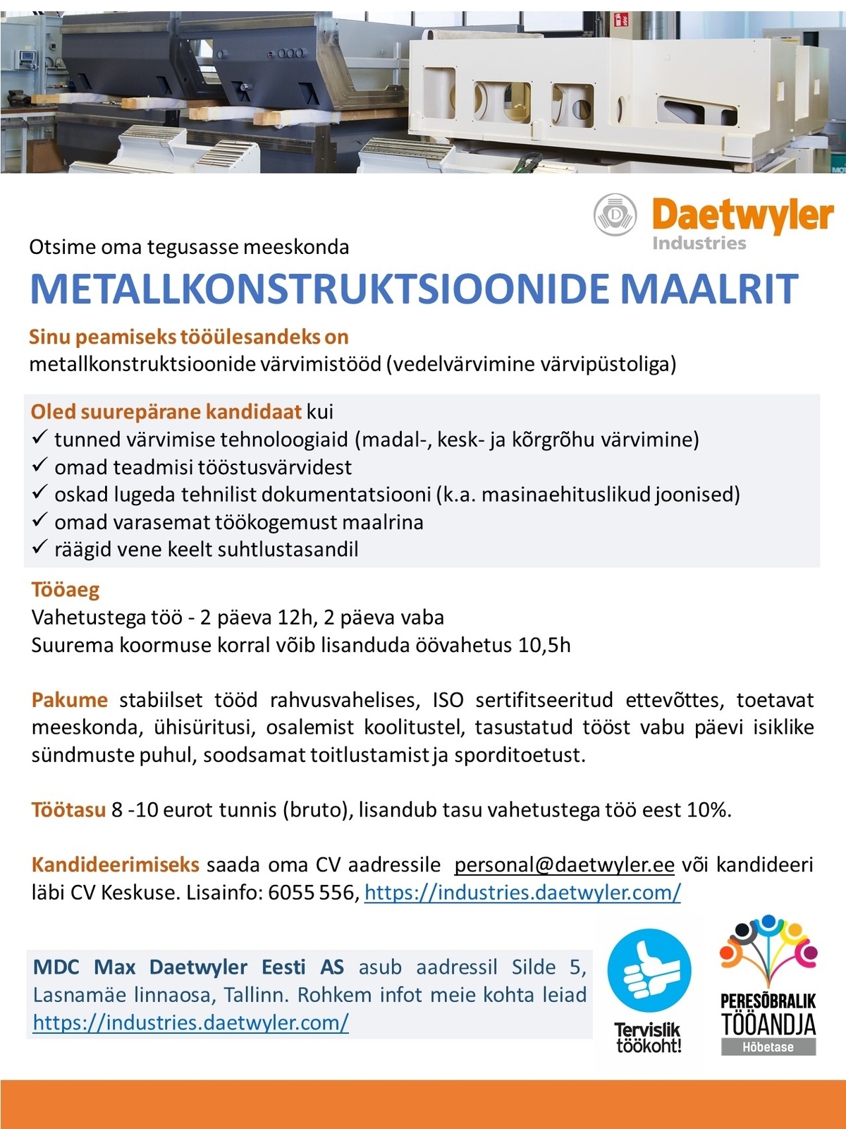 MDC Max Daetwyler Eesti AS Metallkonstruktsioonide maaler