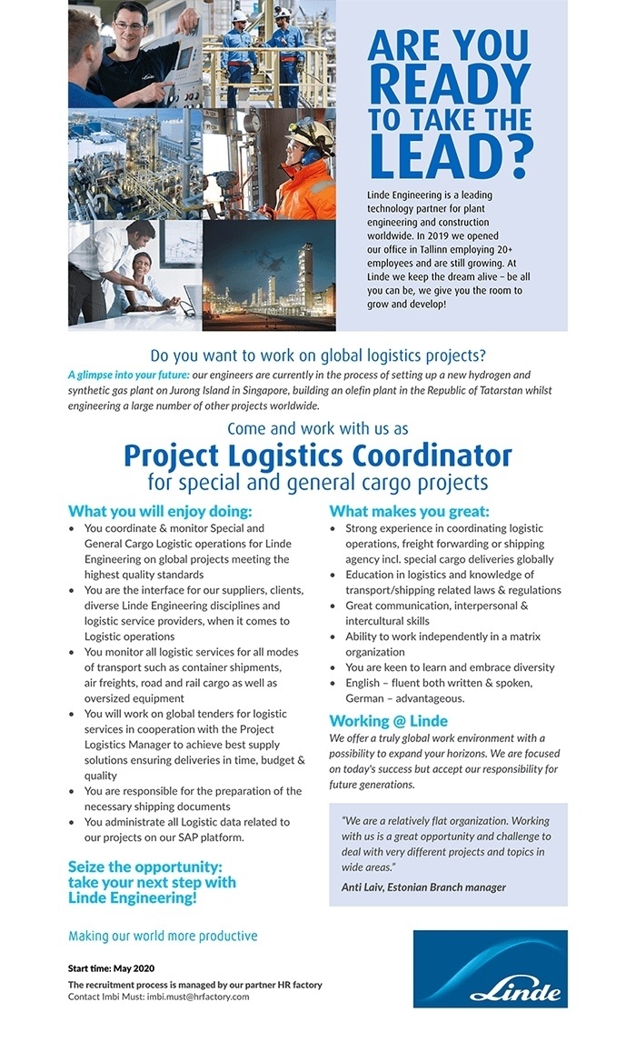 The Linde Group Project Logistics Coordinator