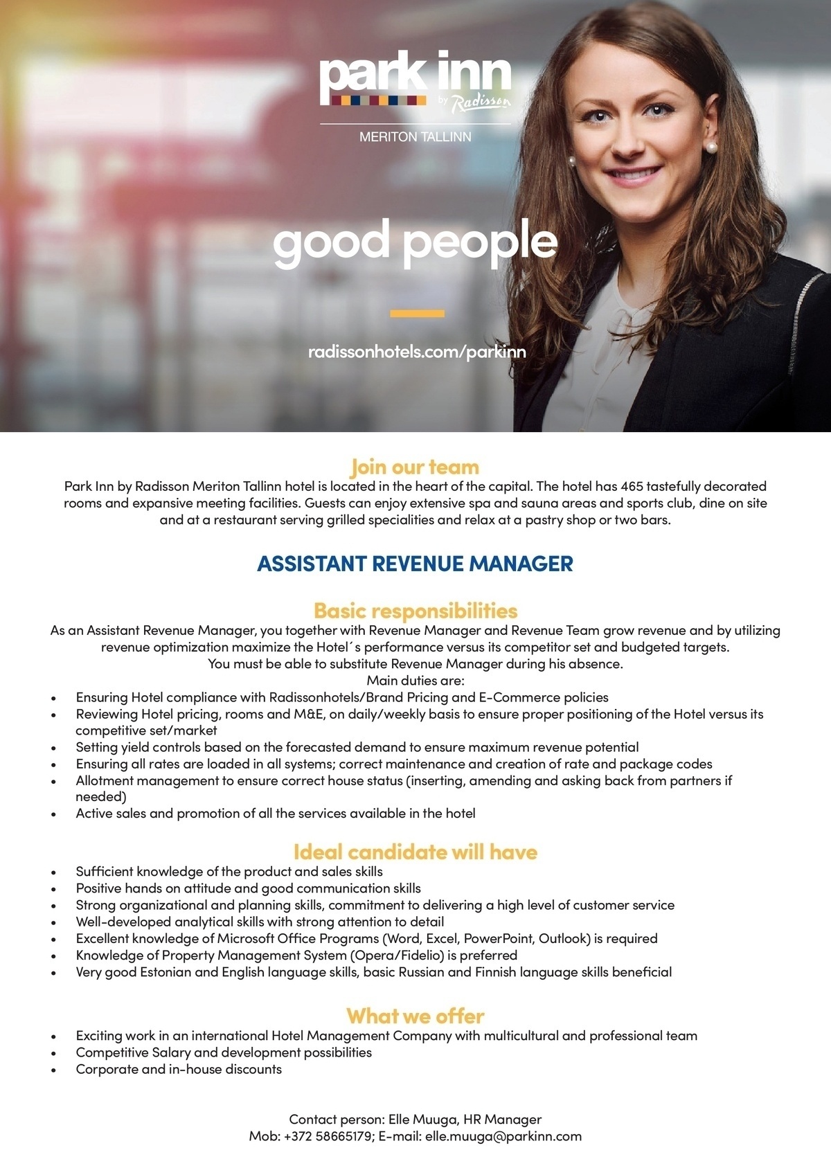Meriton Hotels AS Assistant Revenue Manager