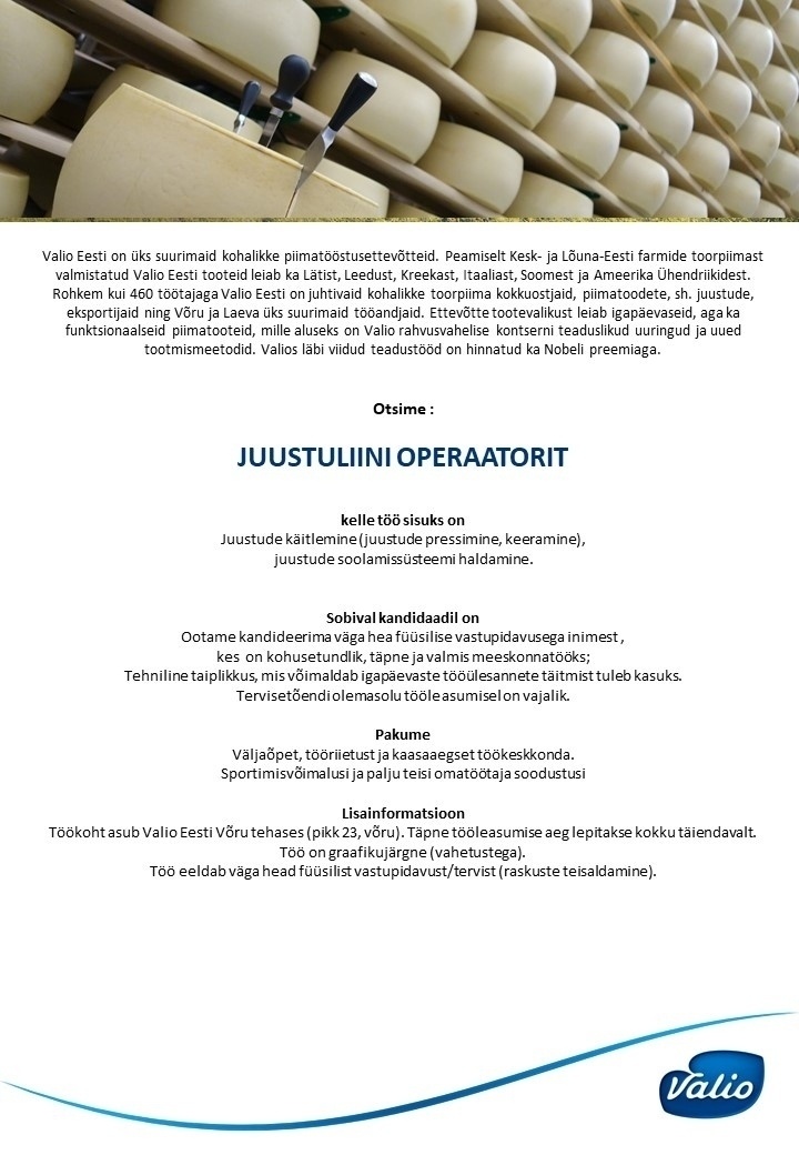 Valio Eesti AS Juustuliini operaator