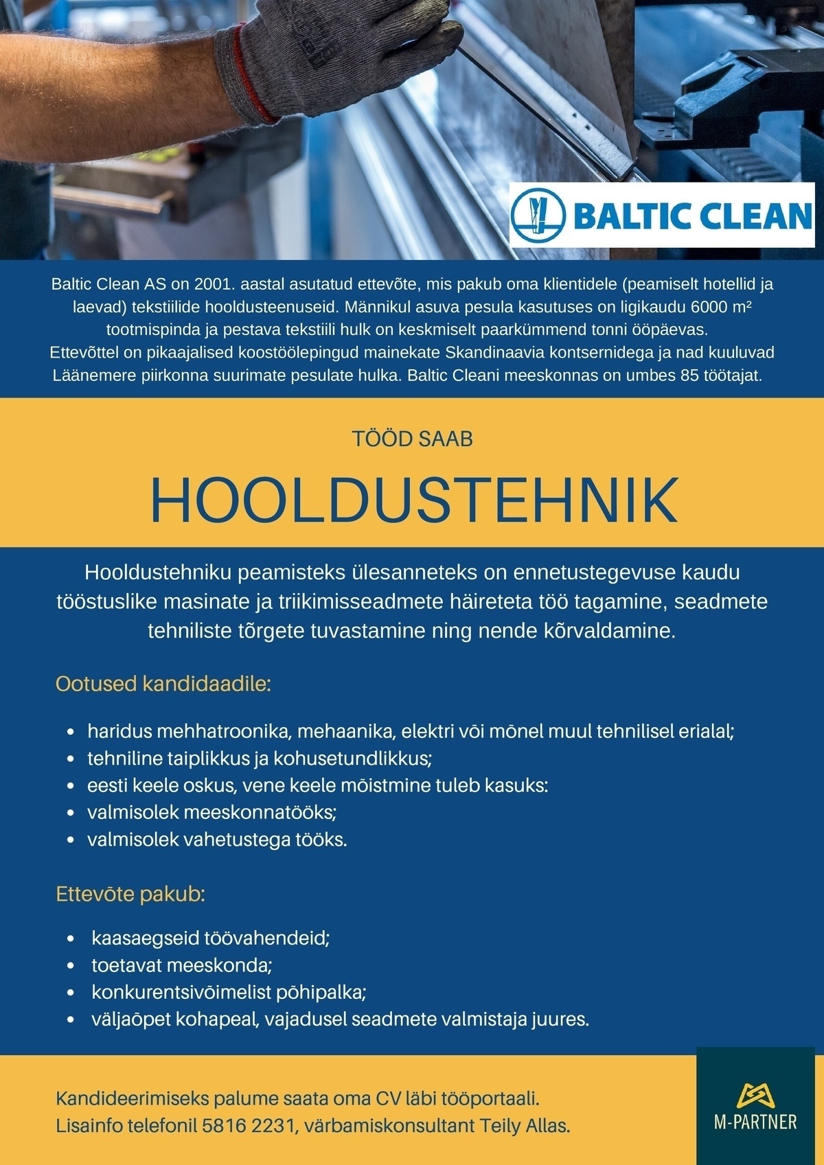 M-Partner HR OÜ Hooldustehnik (Baltic Clean AS)