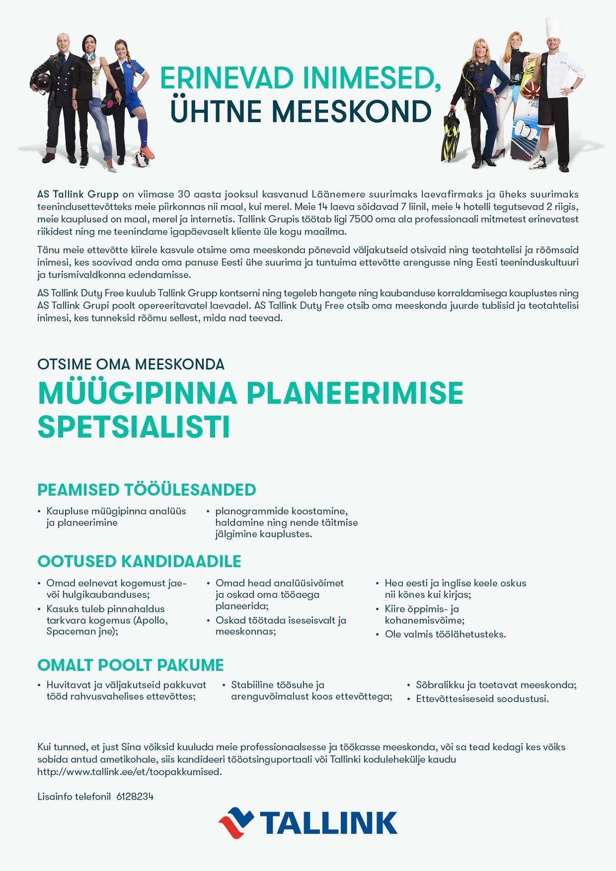 Tallink Grupp AS Müügipinna planeerimise spetsialist
