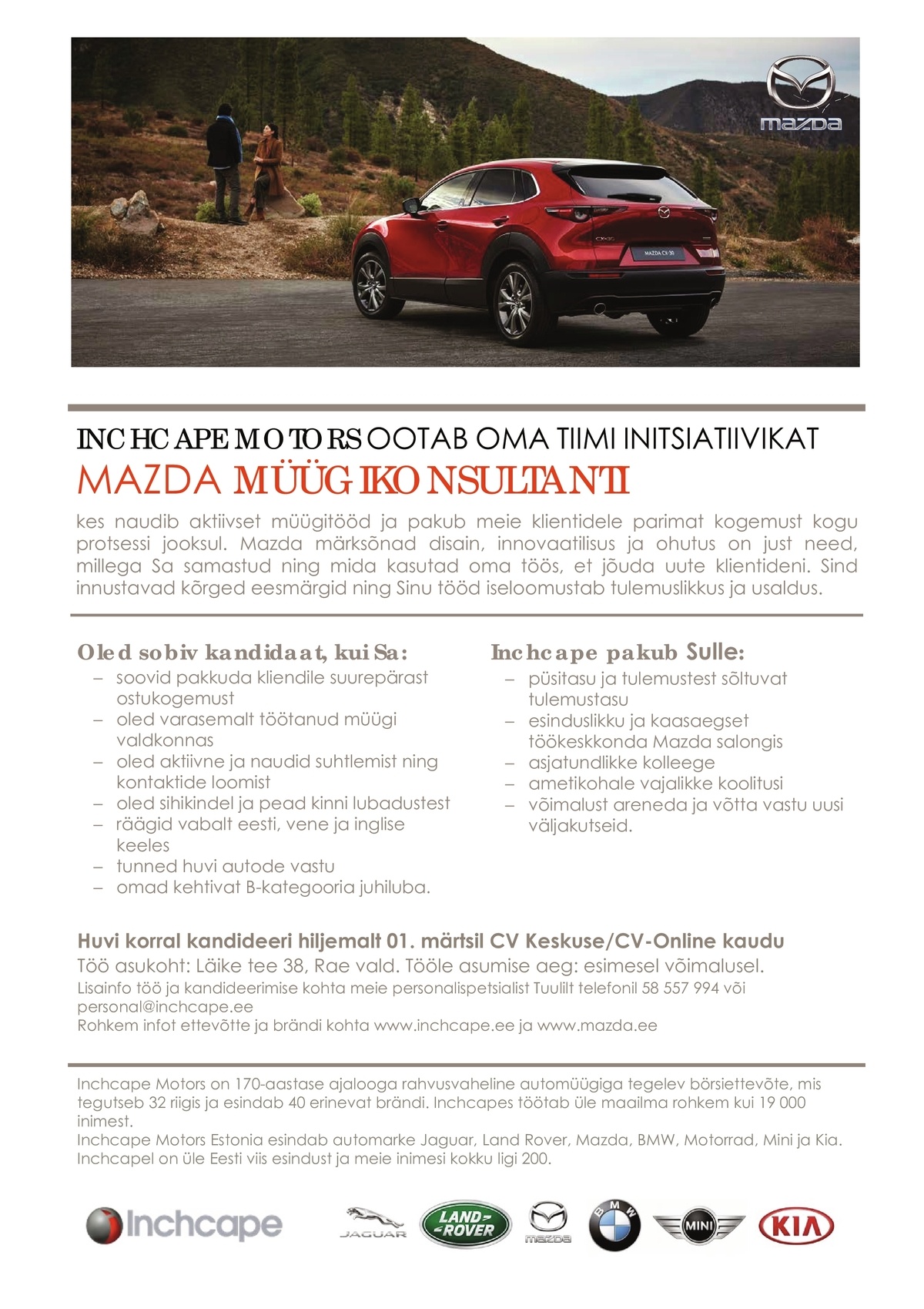 Inchcape Motors Estonia OÜ Mazda müügikonsultant