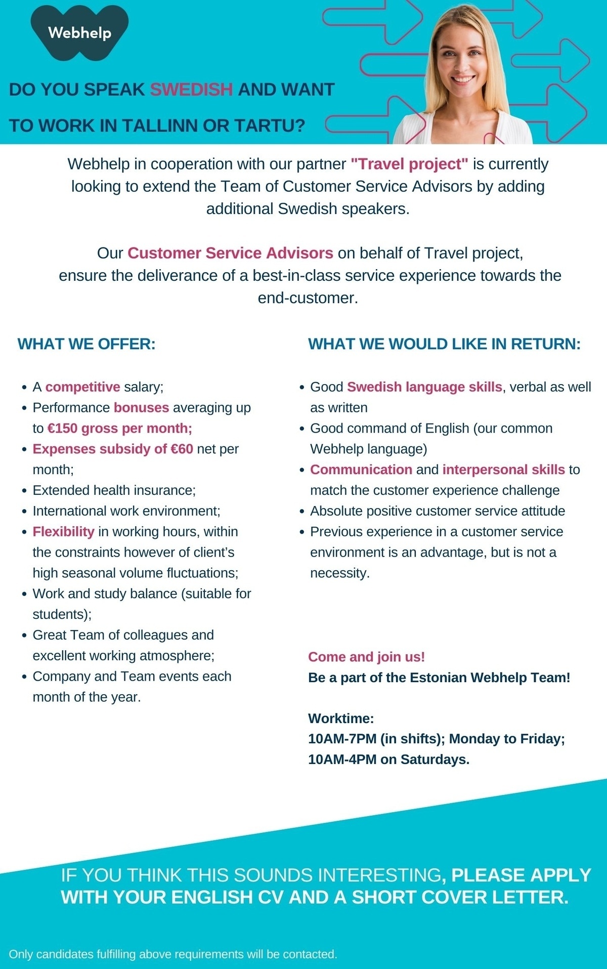 Webhelp OÜ Customer Service Advisor - Swedish Language Skills