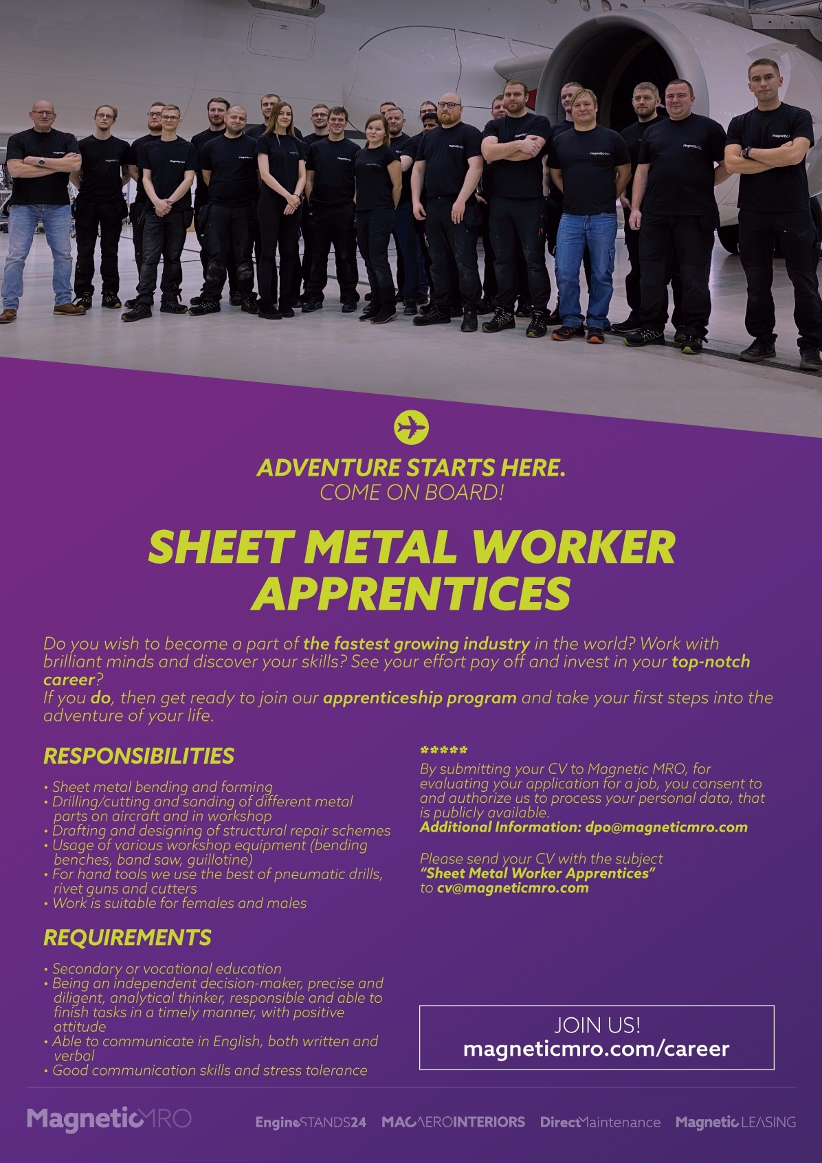 Magnetic MRO AS Lehtmetalli spetsialisti õpilane / Sheet Metal Apprentice