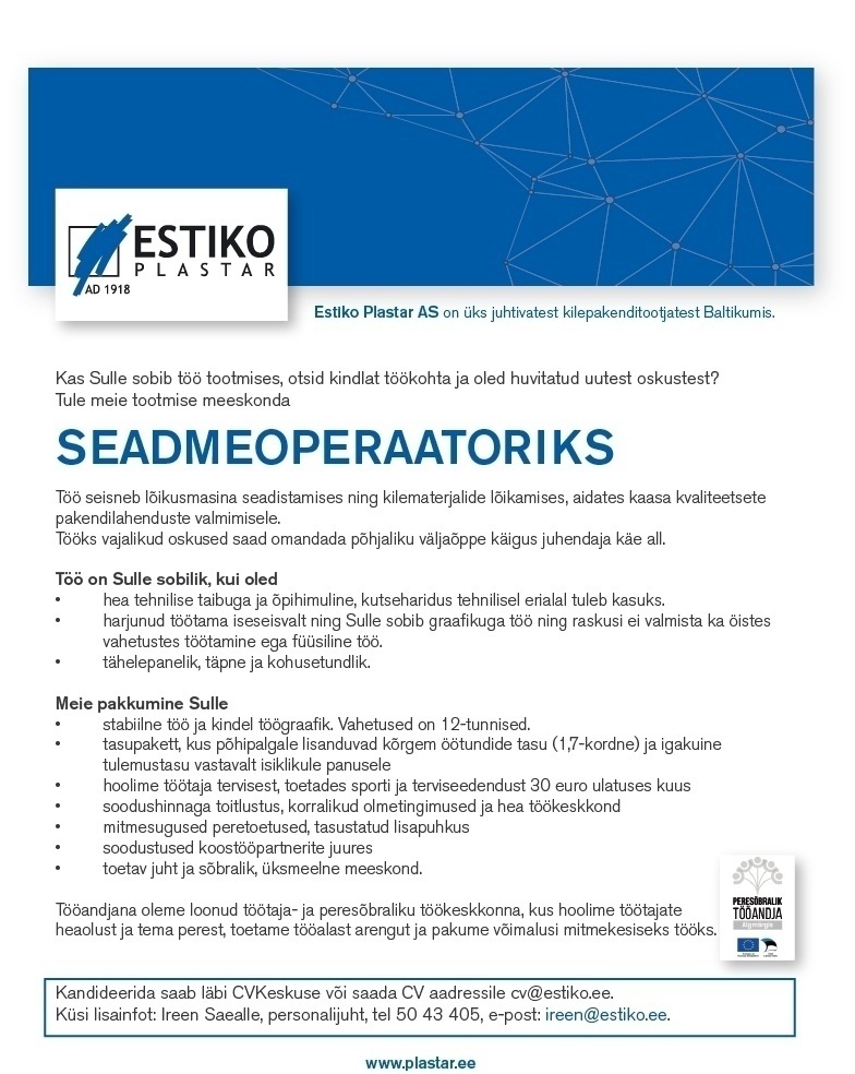 Estiko-Plastar AS Seadmeoperaator