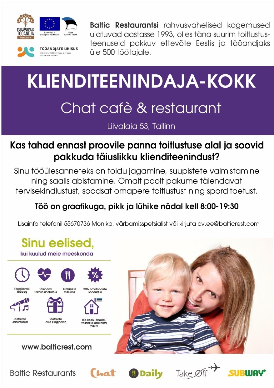 BALTIC RESTAURANTS ESTONIA AS KLIENDITEENINDAJA-KOKK Chat cafè & restaurant