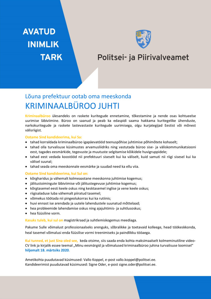 Politsei- ja Piirivalveamet Kriminaalbüroo juht