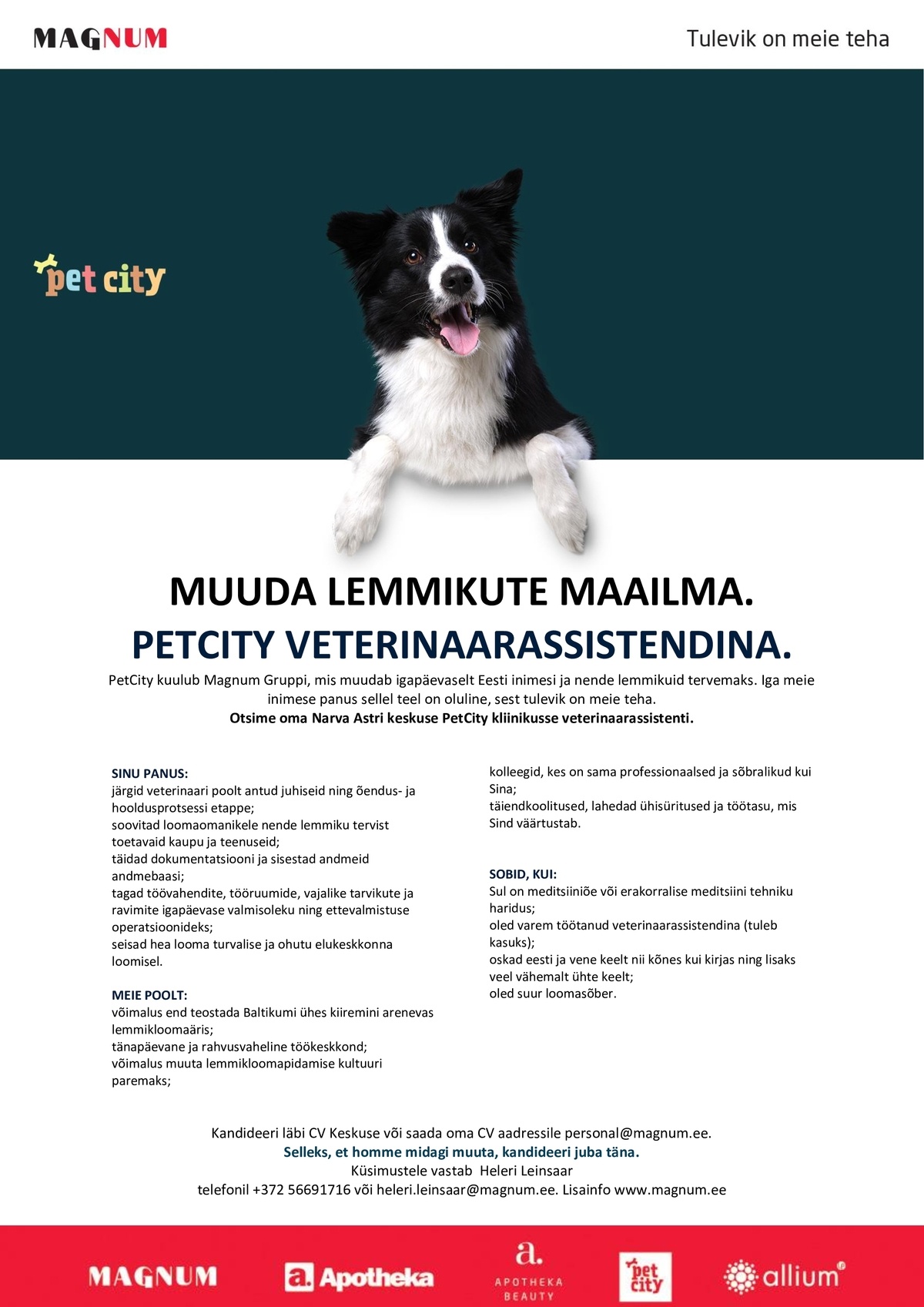 PET CITY OÜ Veterinaarassistent PetCity Astri keskusesse