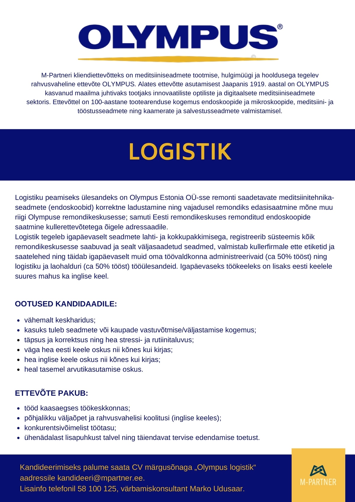 M-Partner HR OÜ Logistik (Olympus)