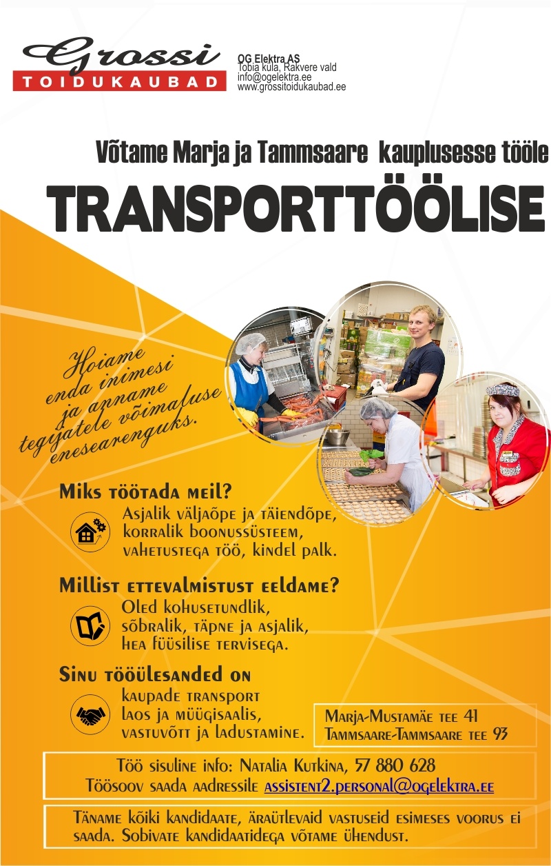 OG Elektra AS Transporttööline (Marja ja Tammsaare)