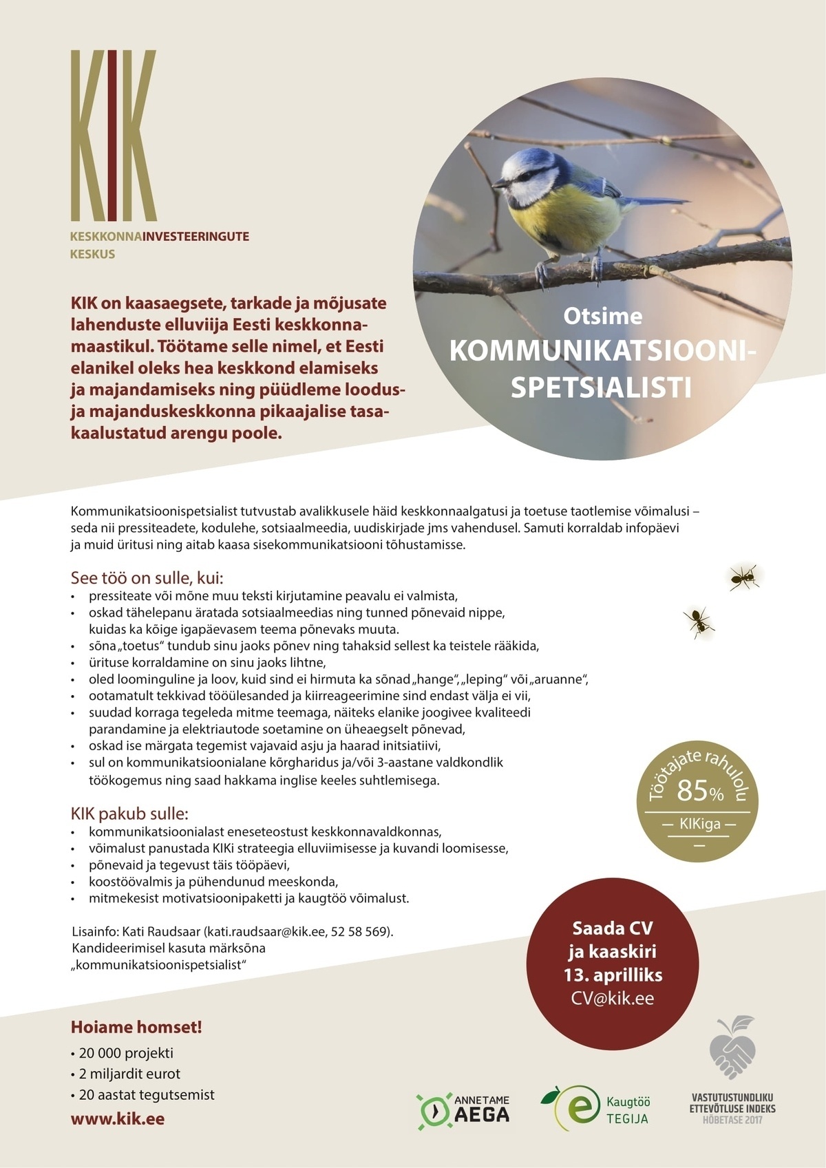 Sihtasutus Keskkonnainvesteeringute Keskus Kommunikatsioonispetsialist