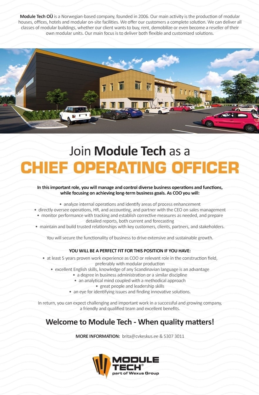 Module Tech OÜ CHIEF OPERATING OFFICER