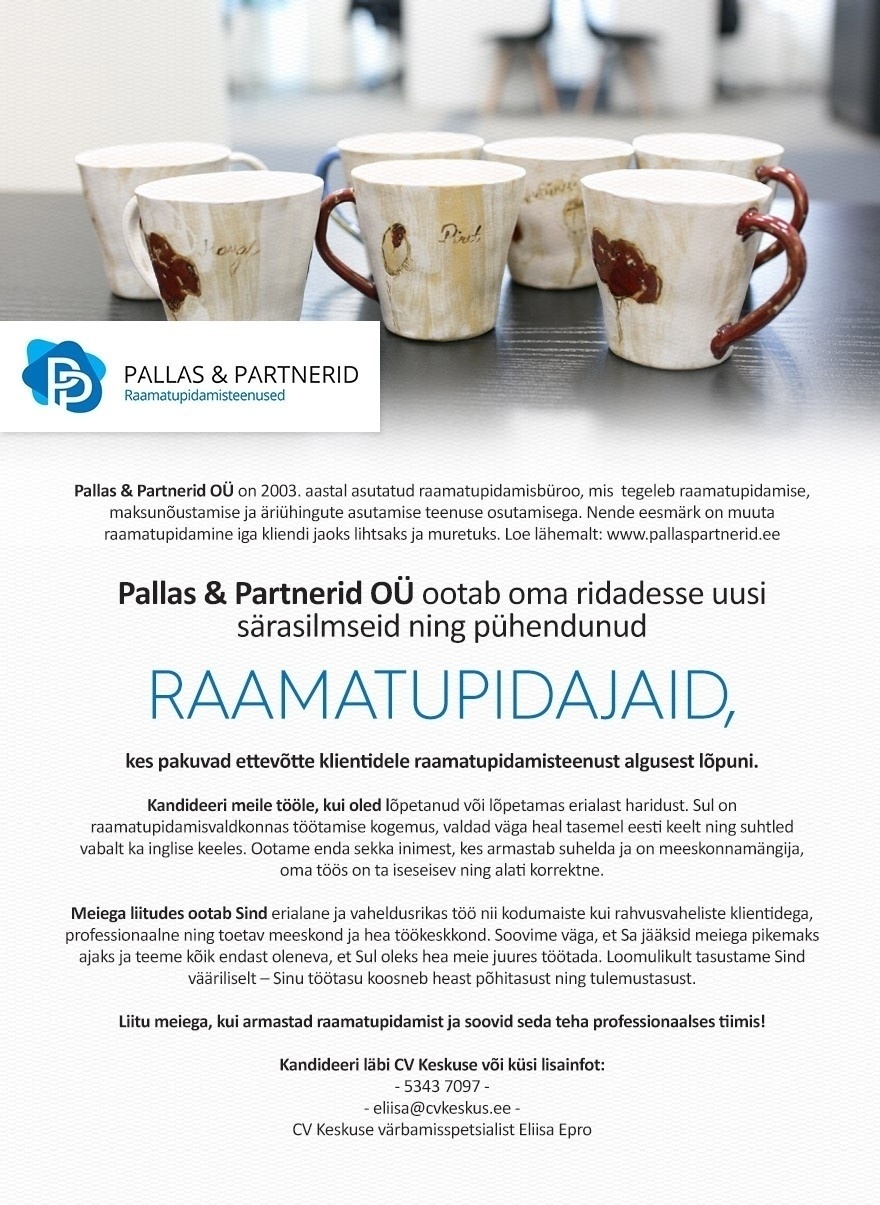 Pallas & Partnerid Ootame oma ridadesse raamatupidajaid