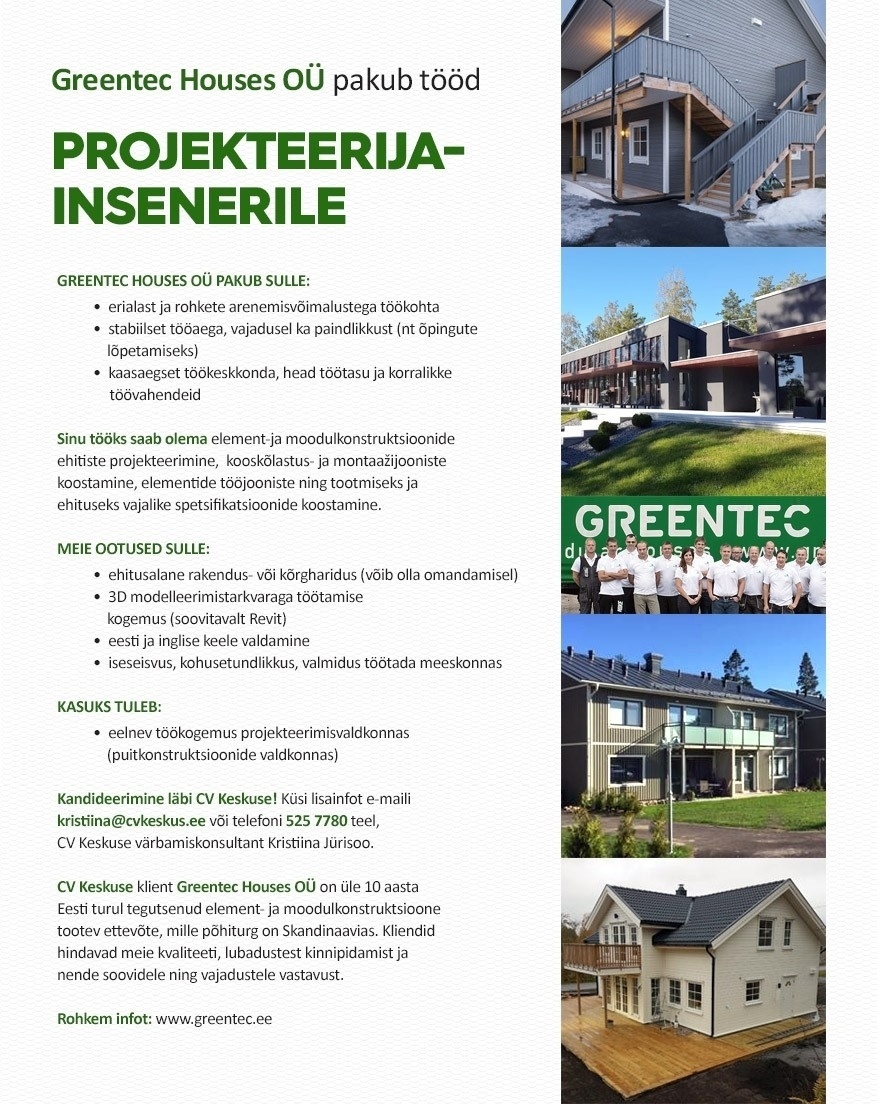 Greentec Houses OÜ Projekteerija-insener