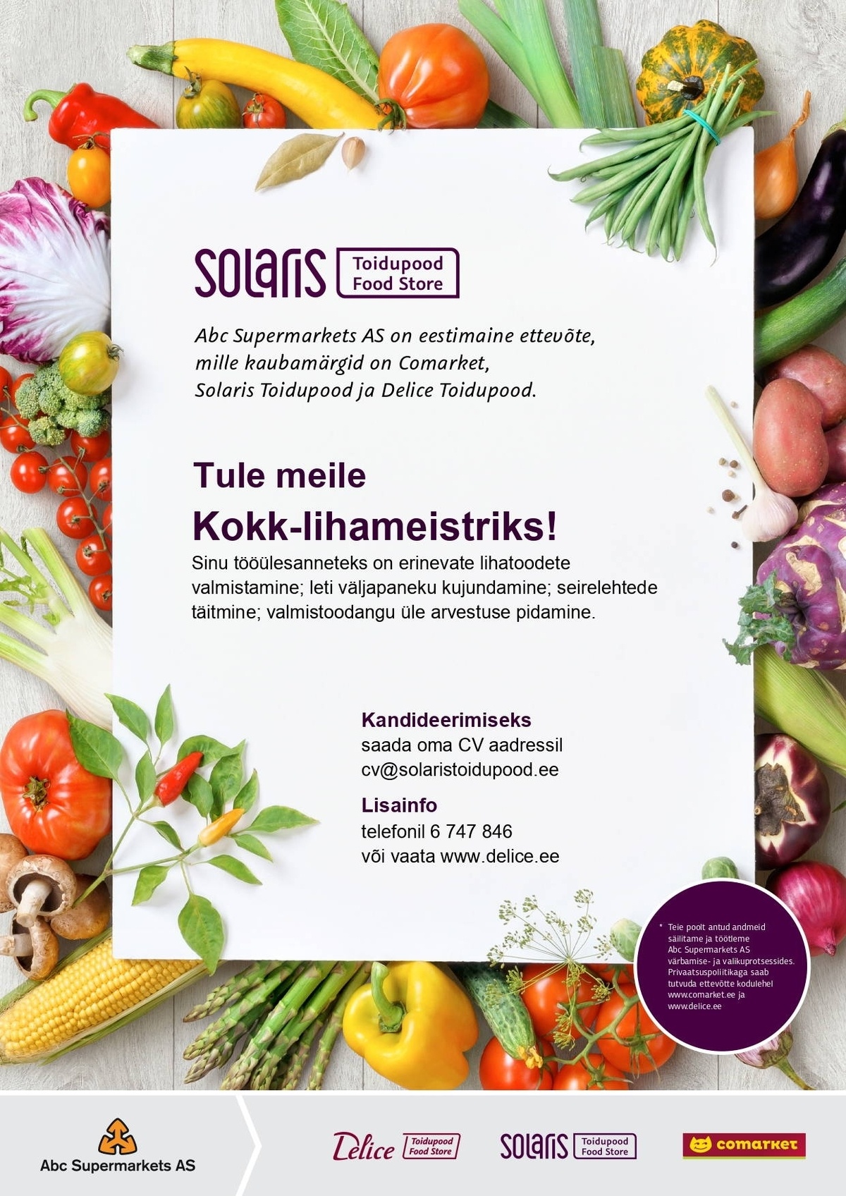Abc Supermarkets AS Kokk-lihameister Solarise Toidupoodi E-R 7.00 - 15:30