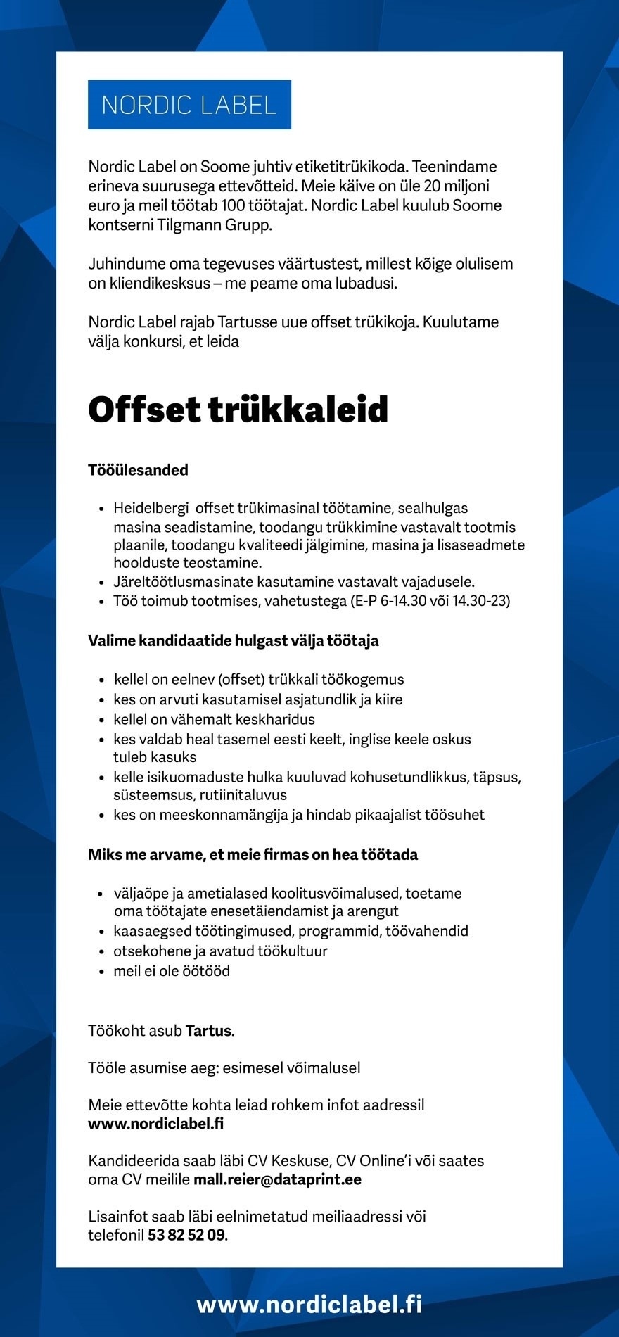 Nordic Label Oy Offset trükkal