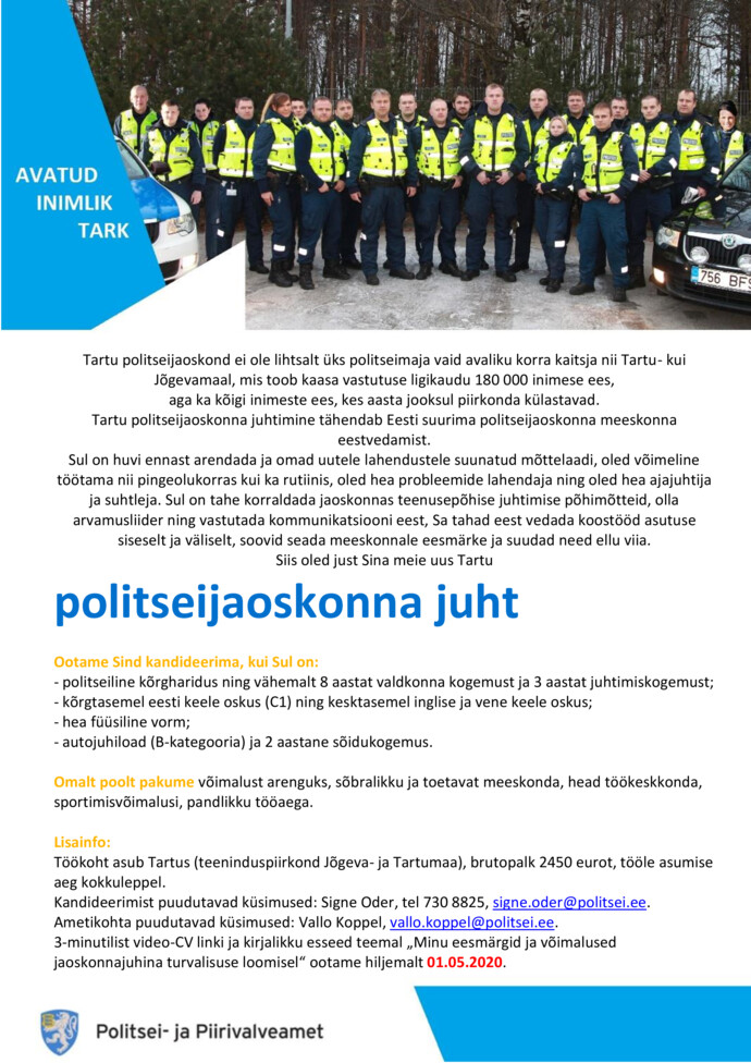 Politsei- ja Piirivalveamet Politseijaoskonna juht